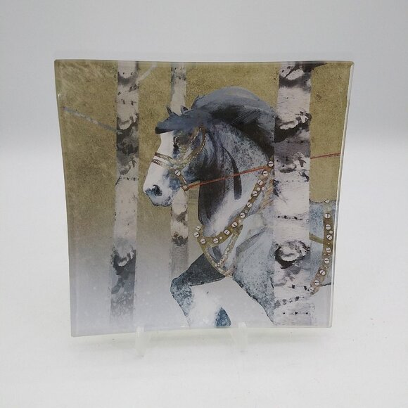 ONE 6" Paperproducts Design Anthony Morrow Sleigh bells horse Coaster Tray Plate - Picture 2 of 6